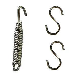 Q1 Beads Metal Jhula Swing Spring Hammock Hanging Accessories Combo Pack (2 S Hooks, 1 Spring)