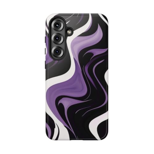 Coque Samsung S25 Plus violette noire blanche rigide design abstrait
