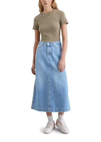 Marc O'Polo Denim Damen T-Shirt mit Rundhalsausschnitt Slim Fit, Grün (Dusky Green), XL – Ansicht 5