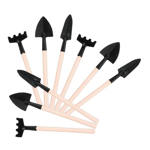 Yardwe Kit De 9 Minipalas para Plantar Vegetales Tenedor De Mano para Herramientas para Plantar Y Trasplantar Vegetales Herramientas para Flores Madera Color Caqui