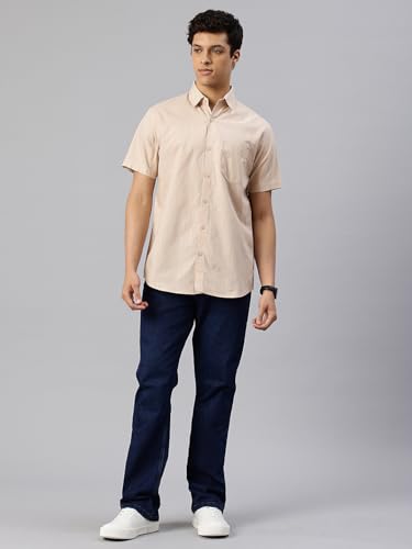 Image of Majestic Man Men's Pure Cotton Dobby Weave Checks Slim Fit Half Sleeve Casual Shirt