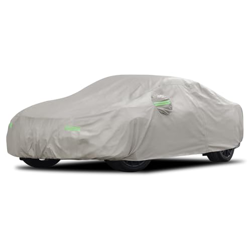 Image of Migaven 6 Layers Car Cover Custom Fit for Ford Mustang 1994-2025, for Chevy Camaro 2010-2025, Waterproof Full Exterior Cover Rain Sun Protection with Door Zipper