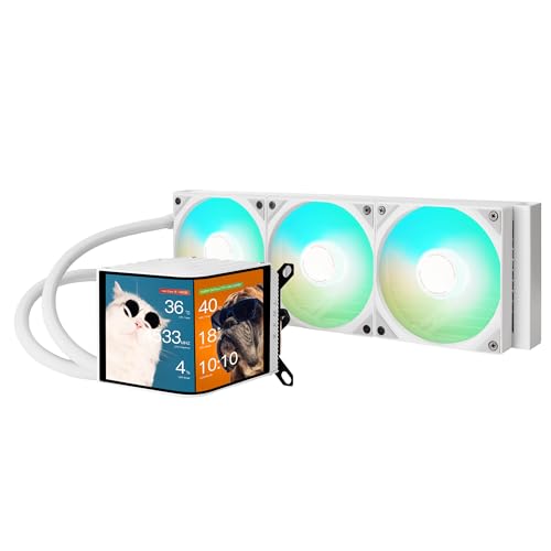 Image of TRYX Panorama 360 ARGB White 360mm AIO 6.5'' AMOLED L-Shaped Screen 3D Anamorphic Effect Display Customizable AIO Cooler 360mm Asetek 8th Gen 320w TDP ARGB Fan Intel LGA 1700 /1200 /115X AMD AM5 /AM4