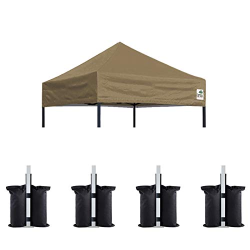 Image of Eurmax USA 5x5 Pop Up Canopy Replacement Top,Universal Instant Canopy Cover ONLY,Heavy Duty UPF 50+ UV Protection,Water & Wind Resistant Tarp,30+ Colors Available,Bonus 4 Sand Bags (Khaki)