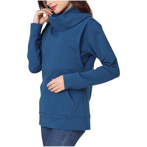 Premamá Tops Sudadera Cuello Alto de Lactancia Materna de Manga Larga para Mujeres cómodo Jersey Moda Color sólido Camiseta Ropa Premamá de Enfermería Primavera otoño Regalo Durante el Embarazo