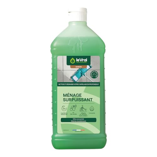 LE VRAI PROFESSIONNEL - Ménage Surpuissant - Nettoyant Sol Carrelage - Détergent Dégraissant non Moussant - Parfum Pin des Landes - Fabrication Française -...