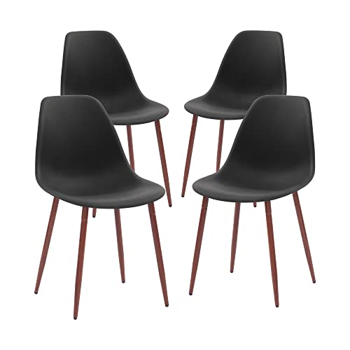 Canglong Modern Stylish Plastic Cushion Metal Legs For Kitchen, Dining, Bedroom, Living Room, Office, Side Chair, Set Of 4, Black #TOP1