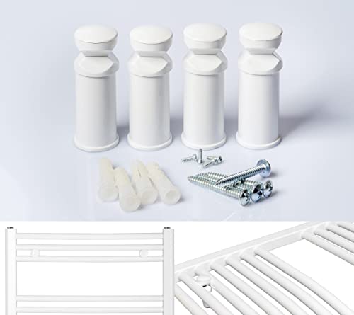 fixations pour radiateur sèche serviette, support universel pour seche serviette, convient pour tout radiateur sdb droit ou courbé… (blanc) (blanc) (blanc)