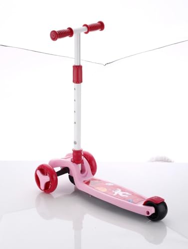 Image of JoyRide Road Runner The Smart and Smooth Stark Kids Skate Scooter, 3-Level Adjustable Handle, Anti-Slip Footplate, 3 PU LED Wheels, Rear Brake (Pink)