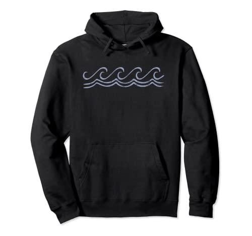 Waves Surfing Waves Beach Lovers Vintage Minimalista Diseño Sudadera con Capucha