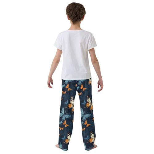 Butterfly Long Pajama Pants Elastic Waist PJ Bottoms with Pockets S A1104004