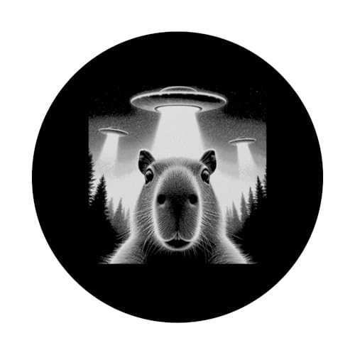 Capybara Selfie avec OVNI - Amant Alien graphique drôle PopSockets PopGrip Adhésif – vue 3