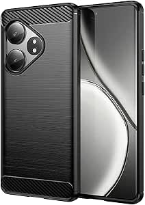 Image of NPRC Hybrid Ultra Slim Protective Case TPU Non-Slip Carbon Fiber Texture Shockproof Case Cover for Realme GT 6 - Black