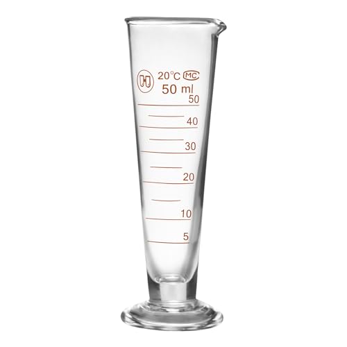 Professional Lab Graduated Measuring Cup with Spout 50ml Wide Mouth Glass Conical Beaker Thickened Borosilicate Beaker Heat Resistant (50ml) Transparent
