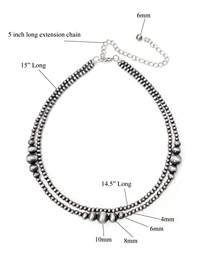 Western Style Navajo Pearl Bead Chain Chocker Necklace2