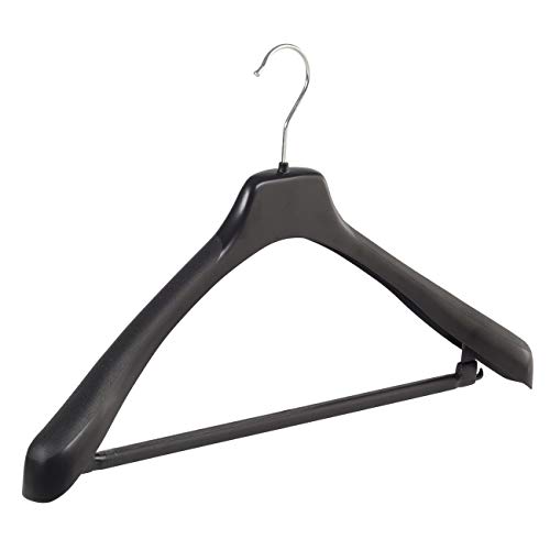 Le Gèant du Cintre - 10 x Cintre Veste / Costume Plastique Noir avec épaules Larges et Barre antidérapente, 50 cm Cover
