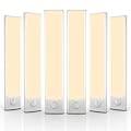 Under Cabinet Lighting, 32 LED Motion Sensor Light Indoor, Wireless USB Rechargeable Magnetic Closet Lights, 6 Pack Under Counter Lights for Kitchen, cabinet, Wardrobe, Stairs, 8 inch Warm White Light