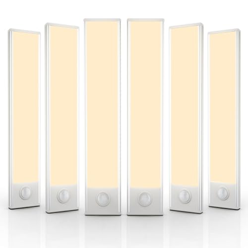 Image of 6 Pack Under Cabinet Lighting Wireless, 32 LED Rechargeable Battery Motion Sensor Light Indoor, Stick On Magnetic Closet Lights, Under Counter Lights for Kitchen, Stairs, Warm 8 in