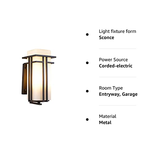 Eeru Outdoor Porch Light Wall Mounted Waterproof Wall Lantern Exterior Light Fixture For Entryways Yards Garage Front Porch, Square Metal Frame With Frosted Glass, Black #TOP7