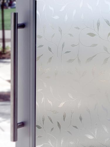 Artscape Etched Leaf 61 x 91 cm Window Film – Provides Decorative Privacy, Non-Adhesive, Textured Glass Pattern, UV Protection, Easy to Apply and Removable