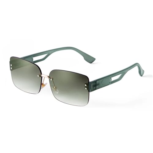 Lunettes de soleil rectangulaires sans bords carrées dégradées UV400 pour homme et femme