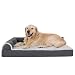 Furhaven Pet Dog Bed | Deluxe Orthopedic Two-Tone Plush Faux Fur & Suede L Shaped Chaise Lounge Living Room Corner Couch Pet Bed w/ Removable Cover for Dogs & Cats, Stone Gray, Jumbo