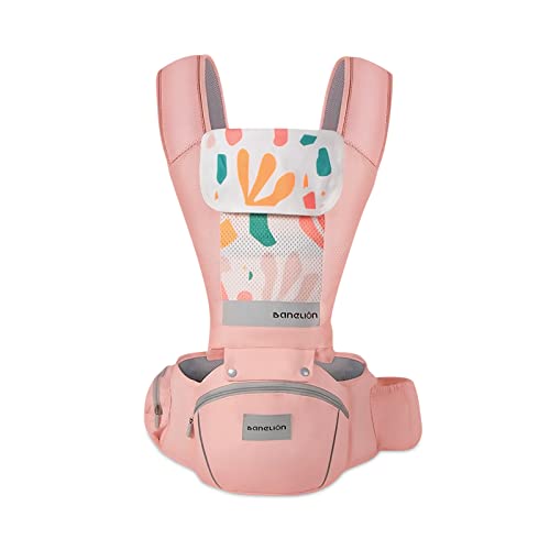 SONARIN Ergonomic Baby Carrier with Hip Seat,Breathable 3D Air Mesh Hipseat Baby Carrier Multifunctional Child Carrier Backpack,Multi-Position for Newborn and Toddler 0 to 36 Months(Pink)