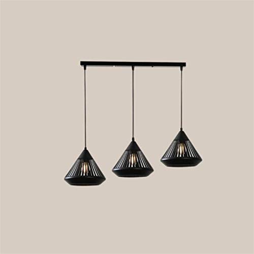 Lustre E27 en fer sculpté d'art avec suspension à trois têtes géométriques