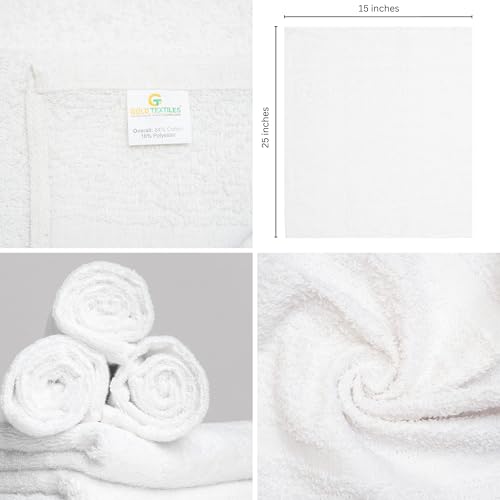 GOLD TEXTILES 12 Pack White Economy Cotton Blend 15x25 Inches Basic Hand Towels- Gym Towels (1 Dozen) by GOLD TEXTILES - Used condition - Image 2