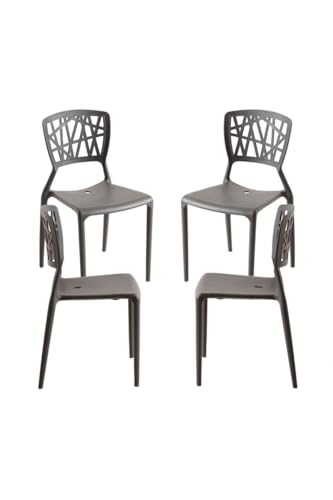 Regalos Miguel - Packs Sillas Jardín - Pack 4 Sillas Delta - Gris Oscuro