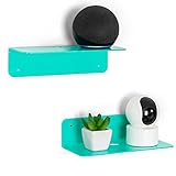 OAPRIRE Acrylic Wall Mount Shelves Set of 2 for Bathroom, Kids Room, Bedroom - 9 Inch Small Floating Shelves with Cable Clips, Waterproof Strong Adhesive, Easy to Install (Candy Green)