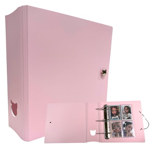 MEOWCAFE K-Keep A5 Wide 2 INCH Binder, Large Capacity Kpop Photocard Binder with 2 Backboards and 25 Single Sided A5 Slim Pages (ICY Pink) by MEOWCAFE - Used condition - US$33.69