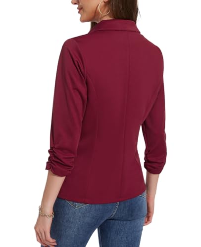 MINTLIMIT Blazers for Women Dressy Casual Ruched 3/4 Sleeve Lapel Button Work Office Cardigan Suit Jacket with Pockets4