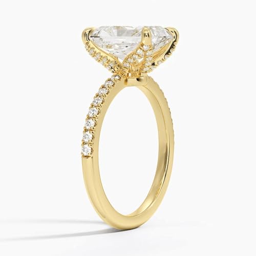 3CT 925 Sterling Silver Engagement Rings Radiant Cut AAAAA Cubic Zirconia CZ Wedding Promise Bands For Women Solitaire Simulated Diamond Silver/Gold Size 5-102