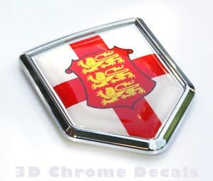 England Flag of English Emblem Chrome Car Decal Sticker 3D Badge British Shield Shape