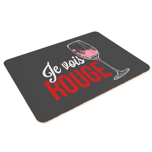 Sets de table souples en liège noir humour vin grand format pour repas convivial - 3