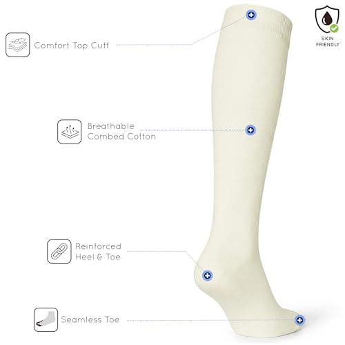 Image of Mysocks Knee High Socks for Women Men Combed Cotton Seamless Toe Tall Long High Socks