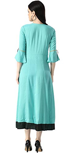 Image of OM SAI LATEST CREATION Women's Ruby Rayon Foil Printed Long Anarkali Kurti