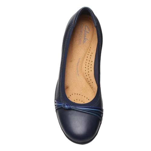 Clarks Clarks Blue's Meadow Rae Ballet Flat, Navy Leather, 7.5 Wide US