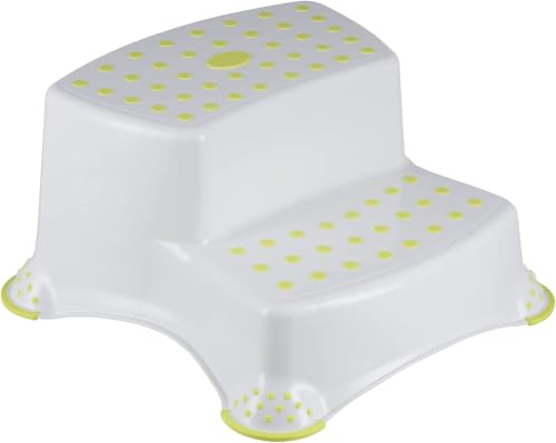 Marchepied double Skip Hop blanc et citron vert facile à nettoyer