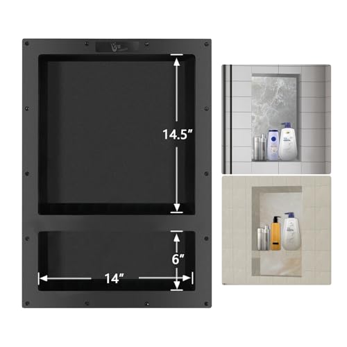 Uni-Green Ready Tile Double Shelf Shower Niche 25" x 17" x 4" Dimensions - Toiletry and Bathroom Niche Storage- Simple Installation with Texture Surface Shower Cubby Double Shelves
