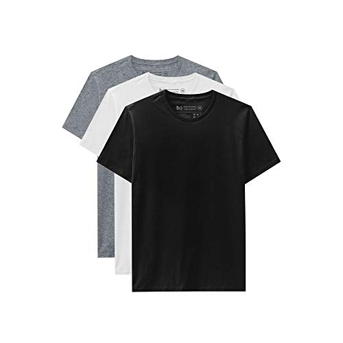 Kit 3 Camiseta Básica basicamente. Masculino Branco/Preto/Mescla G