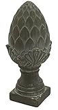 LIEFERUMFANG: 1 x Deko Piene Zapfen Statue Gartenskulptur Artischocke grau ca. 14 x 33 cm