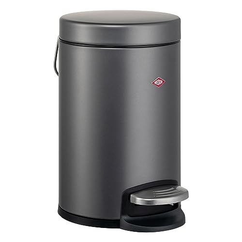 Wesco Kosmetik Abfallsammler in der Farbe graphit matt, hochwertiges Stahlblech, 3 Liter Volumen, Fußtritt, herausnehmbarer Kunststoffeinsatz