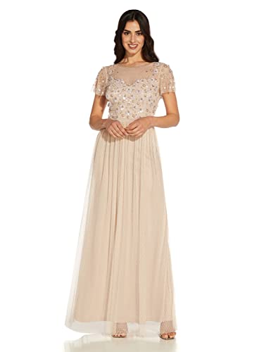 Image of Adrianna Papell Women's 3D Beaded Point D'esprit Gown