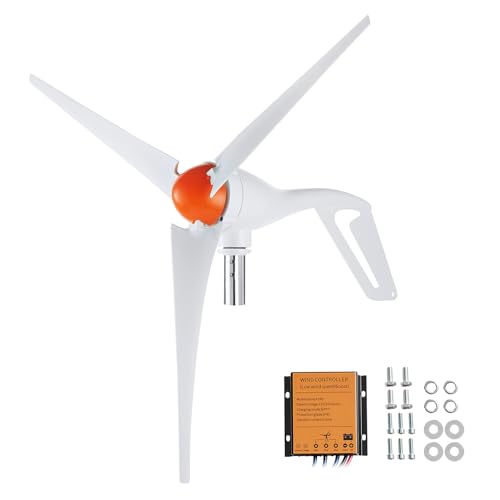 VEVOR Windkraftanlage 500W 24V Windkraftgenerator Windgenerator mit 3 Blätter MPPT-Regler einstellbare...