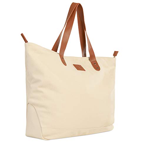 Everyday Canvas Tote Bag - Large with Interior Pockets and Zipper Top