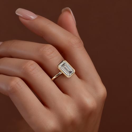 Dulin Promise Ring for Women 2ct Emerald Cut CZ 14K Gold Plated 925 Sterling Silver Dainty Gift for Her Size 8 by Dulin - Image 3
