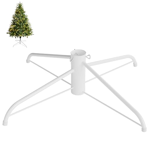 Vivo Technologies 50CM Christmas Tree Stand Artificial Christmas Trees Stand Base for 7 ft and Below Iron Metal Bracket Rubber Pad with Thumb Screw (White)