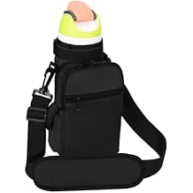 Xxerciz Water Bottle Carrier Bag with Phone Pocket for Owala FreeSip 24oz 32oz Water Bottle, Portable Water Bottle Holder with Adjustable Shoulder Strap Carabiner for Walking Camping Hiking